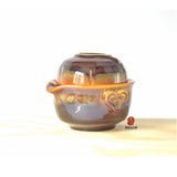 Travel Kit - -Flambe Glazed Brown Tea Pot and Tea Cup