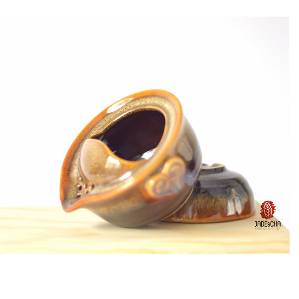Travel Kit - -Flambe Glazed Brown Tea Pot and Tea Cup